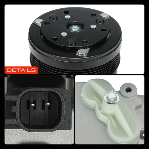 Vista 9 de A-Premium Compresor de CA con embrague compatible con Ford Mustang 4.0L 2007-2010, con compresor FS18, 6 ranuras