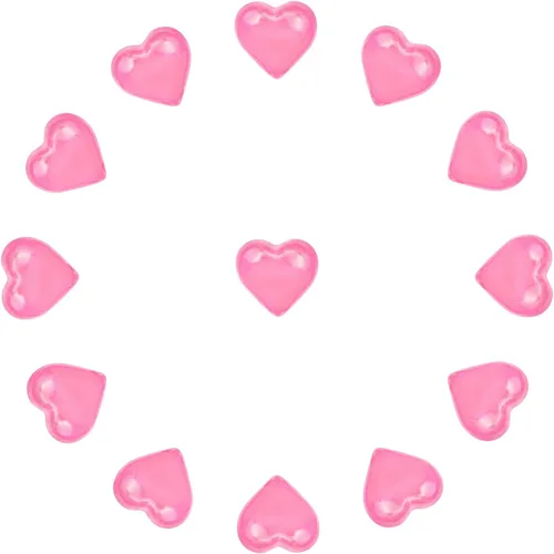 Vista 3 de 200 corazones acrílicos rosados, relleno de jarrón de 0.866 in, decoraciones para el día de San Valentín, decoración de mesa de corazón de plástico