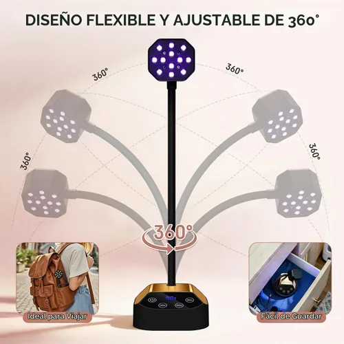 Vista 4 de Lámpara de uñas UV: 36W Mini luz UV para esmalte de uñas de gel 50mW/cm² Luz LED recargable de uñas de cuello de cisne Secador de uñas con 12 LED, 4