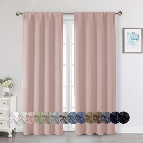 Vista 222 de Cortinas opacas para dormitorio, sala de estar, juego de 2 paneles de 54 pulgadas de largo, cortinas de oscurecimiento de habitación con aislamiento
