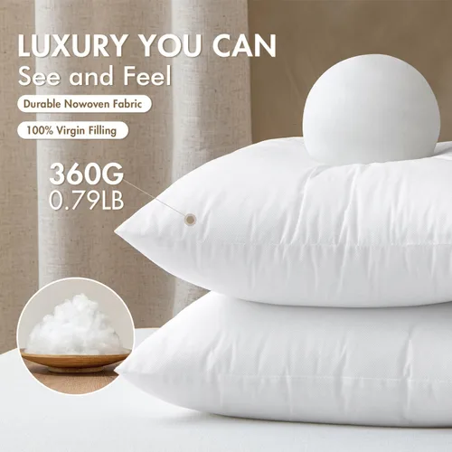 Vista 2 de MIULEE Juego de 2 rellenos de almohada decorativa de 12x20 pulgadas, rellenos de almohada no tejidos con relleno 100% virgen para sofá, sillón
