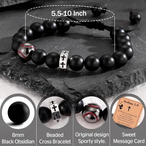 Vista 5 de Pulsera de béisbol, baloncesto, fútbol, fútbol y fútbol, para niños, pulsera de cuentas cruzadas, regalos para hijo, nieto, jugadores, fanáticos