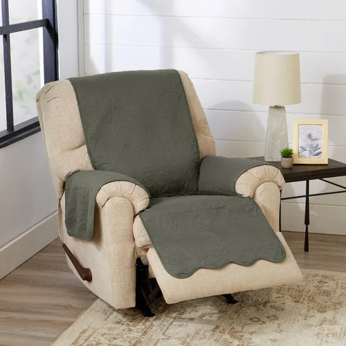 Vista 30 de Great Bay Home Funda reversible de retazos reclinable, lavable, protector de muebles con correas elásticas, perfecta para niños y mascotas, detalle
