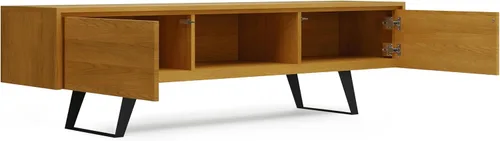 Vista 3 de SIMPLIHOME Lowry - Soporte para TV, consola de madera maciza de mango de 72 pulgadas de ancho en chapa de roble, moderno centro de entretenimiento