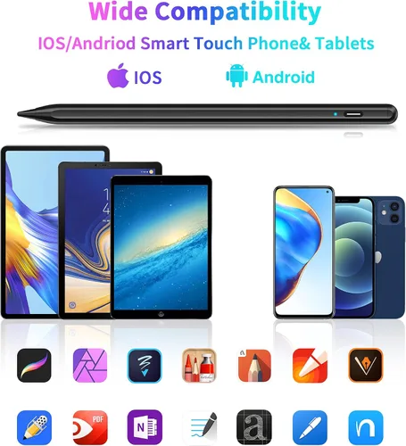 Vista 2 de Lápiz capacitivo compatible con iPhone/iPad/Samsung Galaxy Tab A9+, lápiz activo para teléfonos y tablets Android y iOS, recargable, lápiz de alta