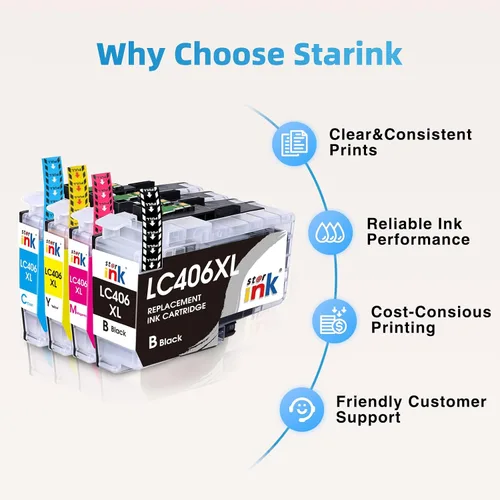 Vista 6 de Starink LC406XL - Cartuchos de tinta de repuesto para Brother LC406XL LC406 XL LC406 compatible con impresora MFC-J4335DW MFC-J4535DW MFC-J5855DW