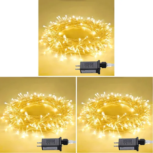 Vista 45 de JMEXSUSS - Tira de 100 luces led para interiores, 8 modos, enchufables, parpadeantes, 33 pies, luces navideñas para exteriores, a prueba de agua