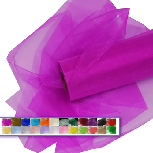 Vista 13 de Rollos de tela de tul de organza, organza cristal de 12" por 50 yardas (150 pies), carrete de malla de nailon transparente sedoso y brillante