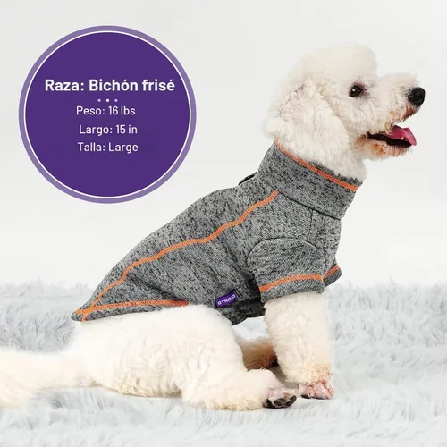 Vista 7 de cyeollo Suéter para perro, chaqueta de vellón, ropa para perro, chaqueta reflectante con cremallera y doble anillo D, abrigo de invierno cálido