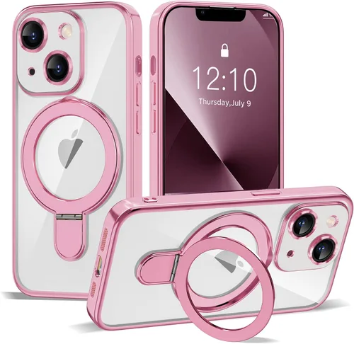 Vista 134 de Funda compatible con iPhone 12 con soporte de anillo magnético invisible [compatible con Mag-Safe] [Protector completo de lente de cámara] Funda