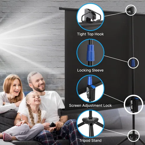Vista 5 de Pyle Pantalla de proyector de 100 pulgadas 16:9 para interiores y exteriores, pantalla de proyección HD transparente de 1.5 para presentaciones