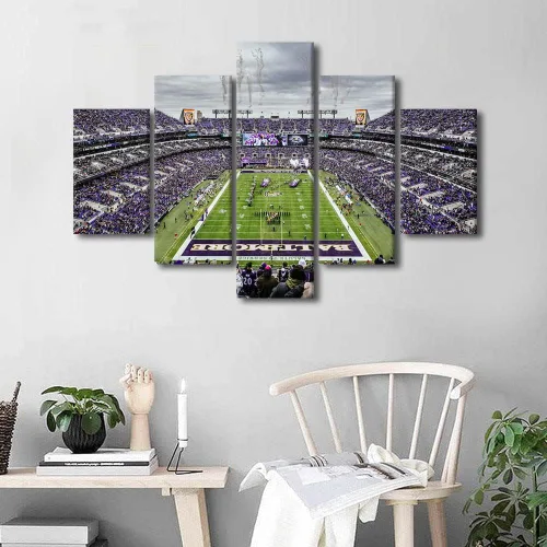 Vista 10 de TUMOVO Allegiant Stadium Arte de Lienzo para Pared de Sala de Estar Equipo de Fútbol Americano Pintura Moderna Nevada Las Vegas Cuadro Deportivo