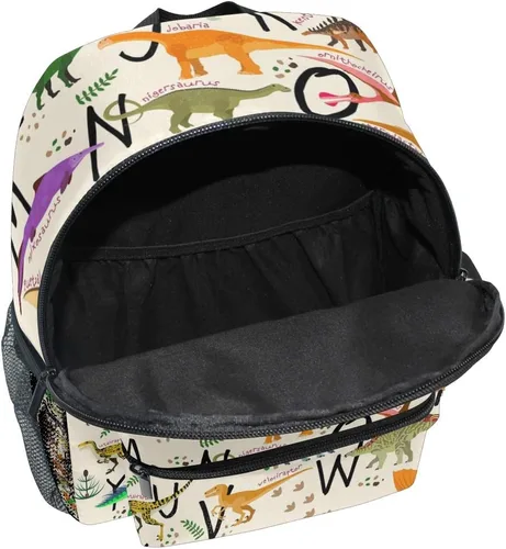 Vista 5 de Bonita mochila de dinosaurio del alfabeto para niños y niñas mochila infantil de dinosaurio para niños preescolares bolsa de libros para guardería