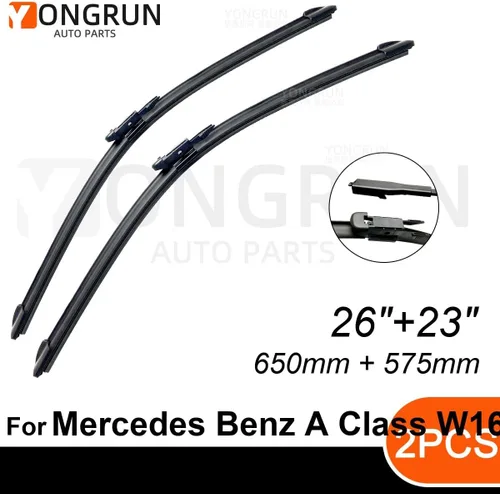 Vista 2 de 2 limpiaparabrisas para automóvil, 26 + 23 pulgadas, repuesto delantero y trasero para Mercedes Benz Clase A W169 Clase B W245, limpiaparabrisas
