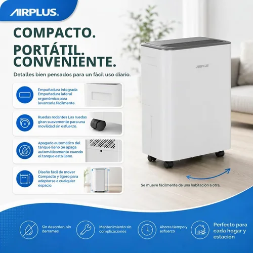 Vista 6 de AIRPLUS Max 26 pintas pequeño deshumidificador para el dormitorio del hogar