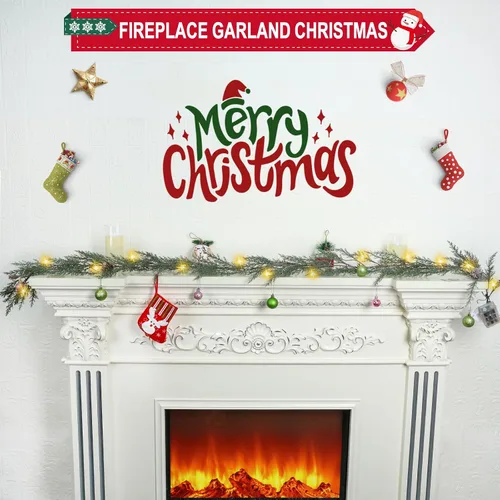 Vista 8 de Guirnalda de Navidad de 6 pies con luces, 30 luces cálidas con 8 modos