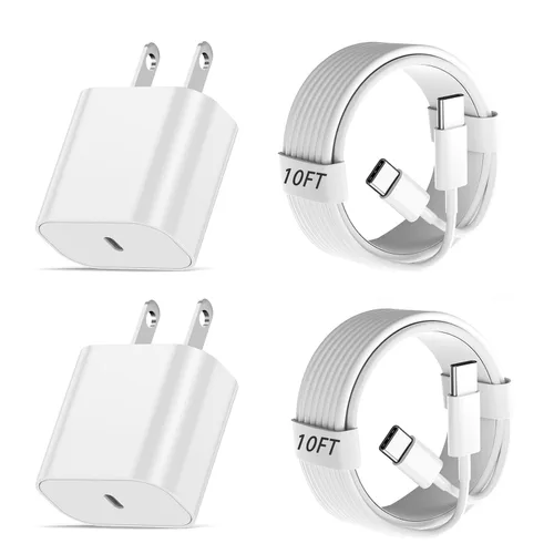 Vista 8 de Cargador rápido para iPhone, Cargador rápido para Phone 14 13 12 11 USB C de pared con 2 cables de carga rápida de 6 pies compatible con iPhone