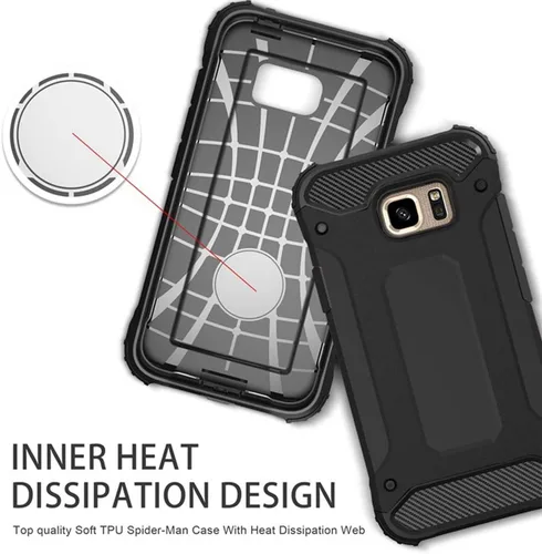 Vista 4 de Funda de teléfono para Samsung Galaxy S7 con protector de pantalla de vidrio templado y accesorios para celda, resistente, de doble capa, cuerpo