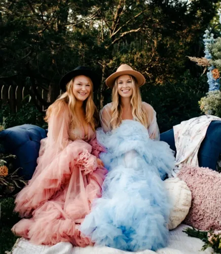 Vista 4 de Tianzhihe Bata de tul hinchada, vestido de maternidad para sesión de fotos, bata de novia larga y transparente, vestido de baby shower, vestido