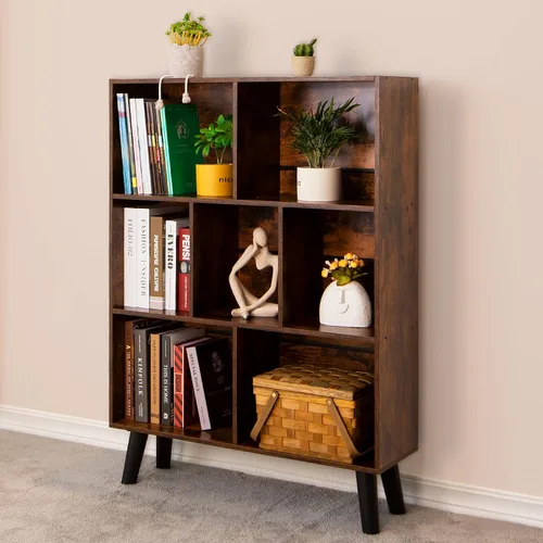 Vista 65 de LEYAOYAO Estantería de 5 cubos de 3 niveles con patas, estante negro menta para libros para niños, bonito organizador de almacenamiento, estantes