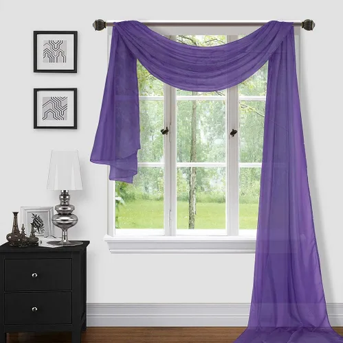 Vista 22 de Sapphire Home Cortinas de cenefa para ventana, cenefas transparentes extralargas para ventanas, cortinas de gasa para sala de estar, cocina