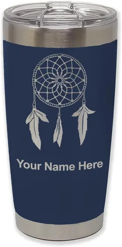 Vista 19 de LaserGram Vaso aislado al vacío de 20 onzas, atrapasueños, grabado personalizado incluido (negro) Engraved Gift, Vacuum Insulated Stainless Steel