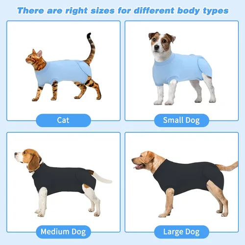Vista 9 de Paquete de 2 unidades de algodón transpirable para perros de recuperación para después de esterilizar heridas abdominales, protectores profesionales