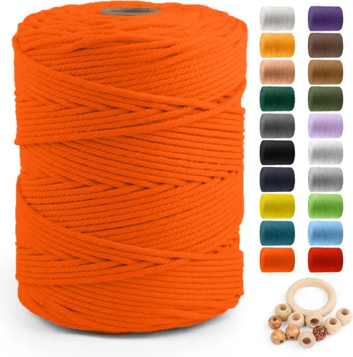 Vista 33 de ZUEXT Cordón de algodón para macramé de 4 mm x 500 m, ZUEXT Cordones trenzados naturales hechos a mano en verde manzana de 4 hebras, cuerda de lana