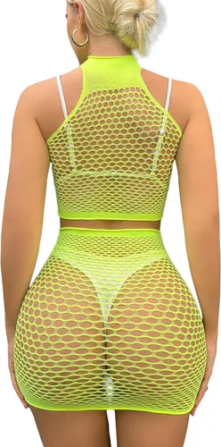 Vista 3 de Lencería de malla para mujer, mini vestido tipo babydoll de malla transparente, para el día de San Valentín, lencería
