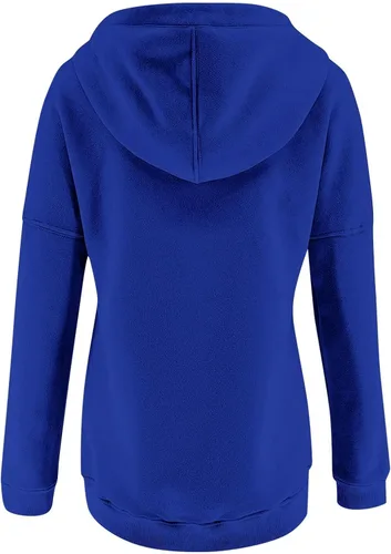 Vista 6 de Sudaderas con capucha para mujer, sudadera casual de manga larga con cordón, ligera, con botones, ajuste holgado