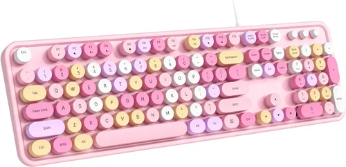 Vista 23 de Dilter Teclado USB con Cable para Computadora con Retroiluminación - Teclado de Tamaño Completo para Oficina con Numericero, Indicadores
