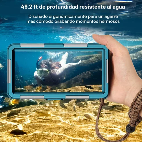 Vista 2 de Prenda impermeable profesional de la caja del teléfono del buceo de buceo Verde azulado