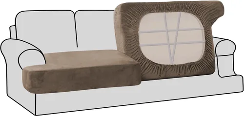 Vista 49 de H.VERSAILTEX Fundas de terciopelo elástico para silla con cojín en forma de T para sala de estar, funda de sofá, funda de asiento con cojín