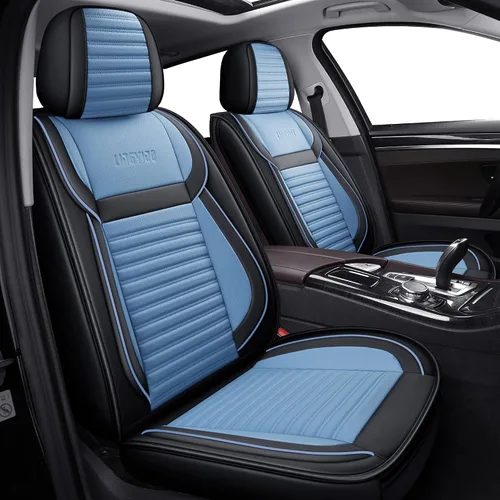 Vista 11 de LINGVIDO - Fundas de piel sintética con respaldo para asiento de automóvil, transpirables, impermeables, universal y antideslizante, para SUV Beige