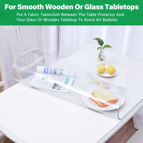 Vista 5 de Protector redondo de plástico transparente de 36 pulgadas de diámetro para mesa de comedor, cubierta de mantel de PVC, mantel de vinilo