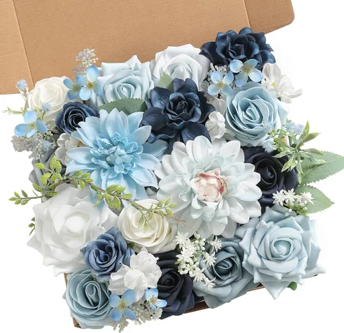 Vista 10 de Serra Flora Caja Combo de Flores Artificiales para Ramos de Boda DIY, Centros de Mesa, Arreglos, Despedida de Soltera, Fiesta, Decoraciones