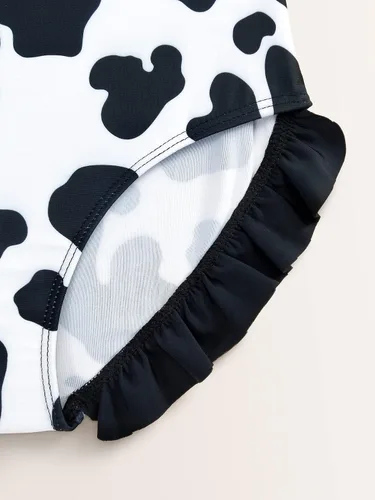 Vista 5 de WDIRARA Traje de baño de una pieza con estampado de vaca para niña