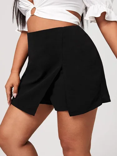 Vista 4 de Floerns Pantalones cortos asimétricos de cintura alta para mujer