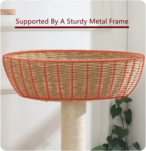 Vista 4 de SHENGOCASE Cat Tower Tree - Accesorios de repuesto para árbol de mesa, cesta de mimbre tejida a mano con cojín suave (1 unidad)