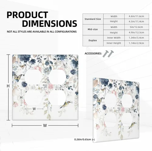 Vista 130 de Decorative Outlet Covers Blue Background White Cat Daisy Floral 2-Gang 1-Gang Wall Plate Single Toggle/Rocker Farmhouse Style Light Switch Covers