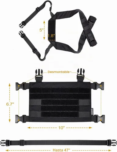 Vista 8 de ONETIGRIS ROC Chest Rig Panel modular táctico con correa de hombro extraíble y correa de cintura