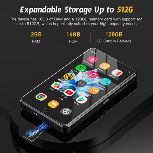 Vista 7 de Reproductor MP3 de 144 GB con WiFi y Bluetooth, pantalla táctil IPS HD de 4.02 pulgadas, reproductor de MP4 con altavoces, reproductor de música