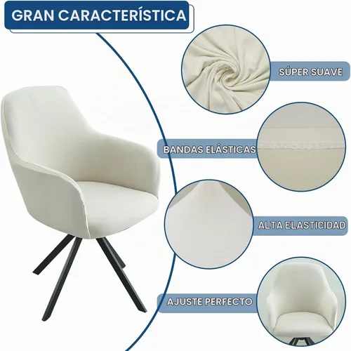 Vista 6 de Iauddy Funda de Silla Giratoria de Acento para Comedor para Oficina, Funda Elástica para Silla de Escritorio de Oficina de Respaldo Medio Protector