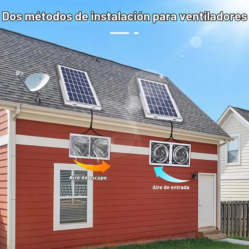 Vista 2 de SOLPERK Ventilador solar para invernadero, ventilador solar de 10 W para gallinero, ventilador de escape solar impermeable para cobertizo con cable