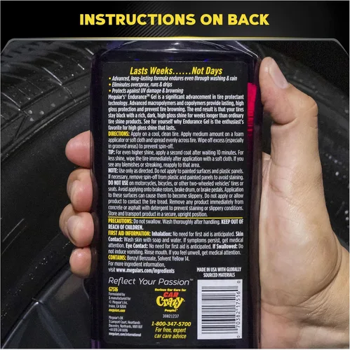 Vista 7 de Meguiar Endurance - Gel para neumáticos, el apósito de neumáticos protege y brilla los neumáticos de automóvil, botella de 16 onzas