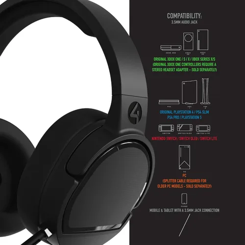 Vista 2 de 4Gamers PANTHER - Auriculares para juegos sobre la oreja compatibles con PS4PS5, XBOX, Switch, PC con micrófono flexible, conector de 0.138 in