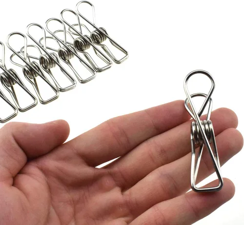 Vista 7 de HAHIYO Pinzas para la ropa, de acero inoxidable, no se oxidan, agarre fuerte en viento fuerte, 1.7 pulgadas, paquete de 30 unidades, pequeños, no se