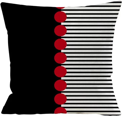 Vista 5 de Fundas de almohada decorativas negras y rojas para sofá, fundas de almohada de sala de estar para sofá, rojo y negro, fundas de cojín geométricas