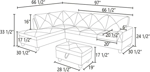 Vista 2 de Juego de sofá modular de cuero, sofá en forma de L para sala de estar, juego de muebles de sala y sofá seccional de cuero para apartamento y hogar