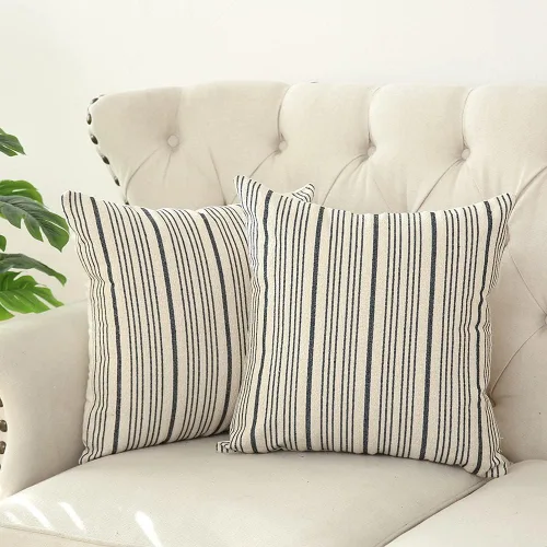 Vista 2 de Kiuree Fundas de almohada de granja de color negro y beige de 16 x 16 pulgadas, funda de almohada cuadrada decorativa moderna, juego de 2 fundas